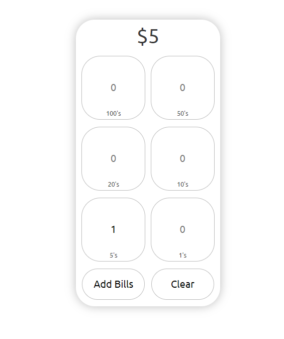 screenshot of user interface where you input number of bills